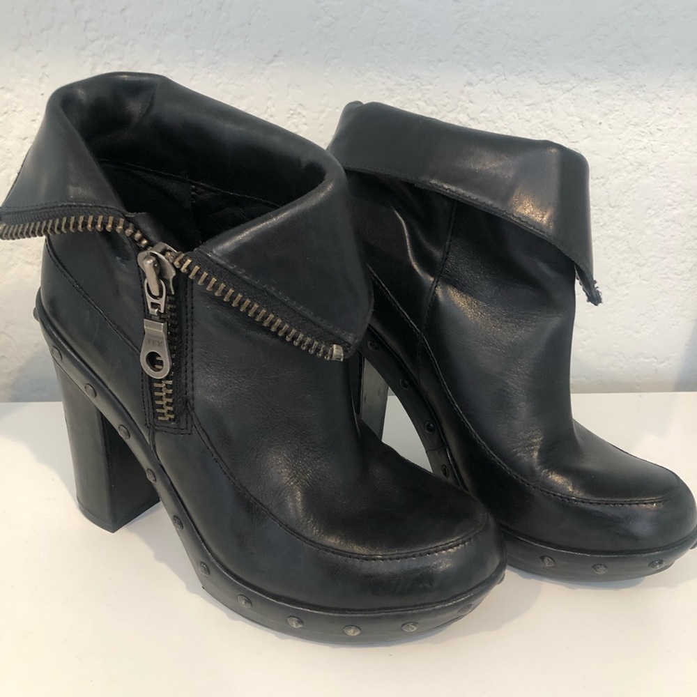 Kork Ease Black Leather Ryanne Stud Cuff Boot
